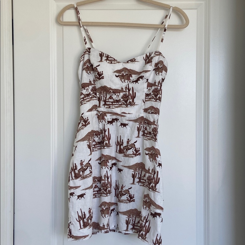 Reformation Brown and White Patterned Dress